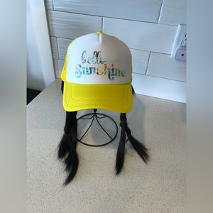 NWOT Adjustable Yellow Trucker Hat- hello Sunshine